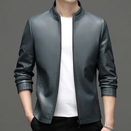 Men's Leather Faux Baseball Collar Coat Spring and Autumn HighEnd Motorcycle Leisure Jacket Men 230831