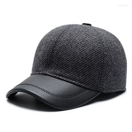 Ball Caps XdanqinX 2023 Winter Men Warm Earmuff Hats Baseball Cap Adjustable Size Men's Fashion Brands Dad Cold-proof Woolen Hat