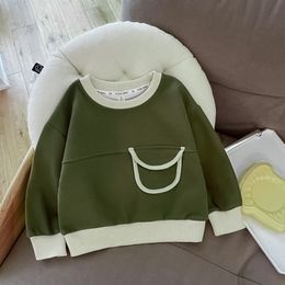 Hoodies Sweatshirts 2 To 10 Years 2024 Autumn Children's For Baby Boys Pullover Sweatshirt Children Clothings Beige Green Top Hoodie 230830