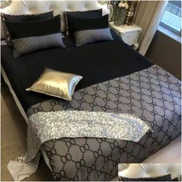 Bedding Sets Fl 4Pcs Uni Bedroom Comforter Luxury Textile Bed Sheet Pillowcases Duvet Er Washable Designer Queen Modern Jf017 Drop Del Dhnlr