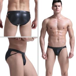 Sexy Men's Leather Briefs Underwear Jockstrap Underpants Panties Sissy Gay Couple Penis Pouch Erotic Brief for Men2536