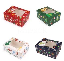 Weihnachtsgeschenkbox Santa Papercard Kraft Present Party Favor Backen Kuchenboxen Muffin Papierverpackung DD570