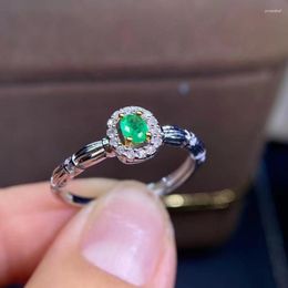 Cluster Rings Personality Trend Natural And Real Emerald Ring 925 Sterling Silver For Men Or Women