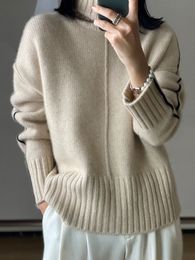 Women's Sweaters Autumn Winter shmere Wool Turtleneck Sweater Women Loose Thick Soft Warm Colour Matching Knitted Bottoming Shirt Female 230831