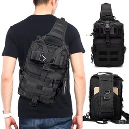 Backpack Men's Tactical Shoulder Bag Molle Camouflage Sling Army Bags Military Hiking Camping Pack Assault Bag Fishing Hunting Backpack 230830