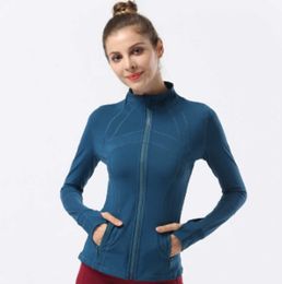 LU-088 Yoga Jacket Women Define Workout Sport Coat Fitness Sports Quick Dry Activewear Top Solid Zip Up Sweatshirt Sportwear Running yoga wear