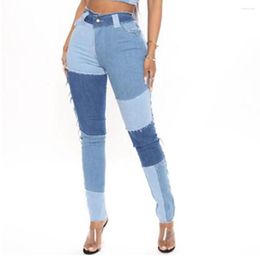 Women's Jeans Women Patchwork High Waist Stretchy Denim Trouser Ladies Elastic Pencil Pants 2023 Push Up Long Outfit
