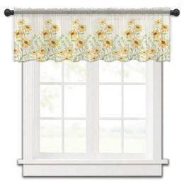 Curtain Yellow Daisies Flowers Plants Spring Kitchen Small Tulle Sheer Short Bedroom Living Room Home Decor Voile Drapes