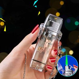 Transparent Waterproof Gradual Green Flame No Gas Lighter Windproof Creative High-beauty Cigarette Accessories As Gifts For Lovers 5LSN