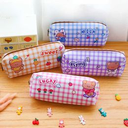 Learning Toys Pencil Case Little Bear Plaid Pencil Box Pencilcase Pencil Bag School Supplies Stationery