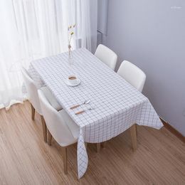 Table Cloth Japanese Style Home Tablecloth Ins Anti-scald Waterproof Oilproof Wash-free PVC Plaid Coffee Runner