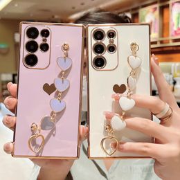 Fashionable designer phone case Electroplated Love Bracelet Cell Phone Case for Samsung A53 - S22 Side Heart A52 Cover with Soft S21 Protection