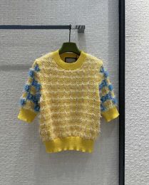 G 고품질 Gussie 2023 Guuui Guxci New Autumn Winter Milan Runway 스웨터 O 목 짧은 슬리브 고급 Jacquard Pullover Womens Designer Tops 0831-4