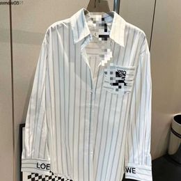 Cold Tuned Xiao Luo Cotton Linen Vertical Shirt Glacier Blue Stripe Chest and Cuff Embroidery Traceless Quick Tuan Goods