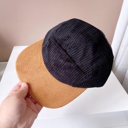 Ball Caps Korean Wide-brimmed Corduroy Baseball Hat Autumn Women Men Couples Cap Contrasting Colour Student Minimalist Winter