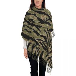 Scarves Female Large Tiger Stripe Camo Scarves Women Winter Soft Warm Tassel Shawl Wraps Military Tactical Camouflage Scarf 230831