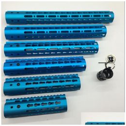 Others Tactical Accessories 79101215 Inch Tra Light Slim Anodized Blue Keymod Floating Hand Guard Fore Rail Mount System With Steel Ba Dhwgf