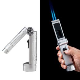Novel Foldable Torch Gun Lighters Double Jet No Gas Cigar Lighter Windproof Kitchen BBQ Cigarette Smoking Accessories Gift HSI6