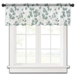 Curtain Leaves Blue Summer Tulle Kitchen Small Window Valance Sheer Short Bedroom Living Room Home Decor Voile Drapes