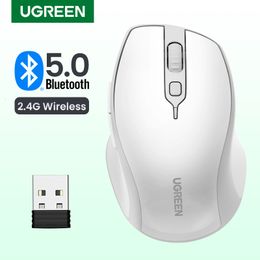 Mice UGREEN Wireless Mouse Bluetooth 5.0 Ergonomic 4000 DPI 6 Mute Buttons For MacBook Computer Tablet Laptop PC 2.4G Wireless Mice 230831