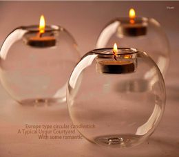 Candle Holders Transparent Crystal Glass Holder Xmas Halloween Decor Dining Table Bar Party Wax Home Decoration Ornaments