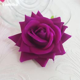 Decorative Flowers Artificial Rose 1pc 8cm For Wedding Car Scrapbooking Craft Simulation Fake Flower