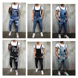 Men's Ripped Jeans Jumpsuits Streetwear Distressed Denim Overalls For Man Suspender Pants Size S-XXXL Salopette Uomo248v