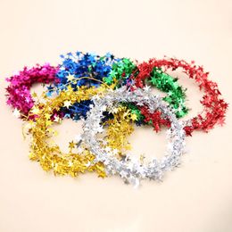 7.5m Color Bar Christmas Tree Decorations Five Pointed Star Iron Wool Wire Colorful Ribbon Red Multicolor Colors Bars Outdoor HZ0057
