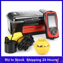 Fish Finder LUCKY FF1108-1CT Portable Fish Finder 2.4' LCD 100M/300FT Depth Fish Alarm Wired Fish Detector Sounder English Russian Options 230831