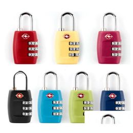 New Tsa 3 Digit Code Combination Lock Resettable Cus Locks Travel Lage Padlock Suitcase High Security Sn2559 Drop Delivery