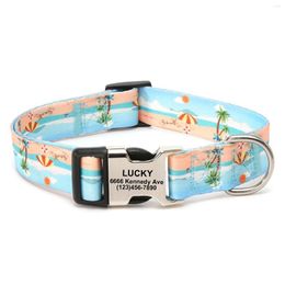 Dog Collars Soft Summer Print Collar Engraved Pet Name And Address Adjustable Accessories For Puppy Small Medium Dogs