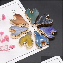 Charms Natural Stone Abstract Animal Shaped Pendant Women Men Yellow Purple Blue Grey Brown Crystal Necklace Drop Delivery Jewellery Fin Dhrax