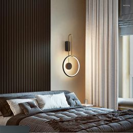 Wall Lamp Modern Luxury LED Nordic Round Bedroom Living Room TV Background Sconce Metal Decoration Indoor Lighting Fixtures