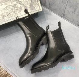 Cutout Low Chunky Heel Tall Chelsea Boot Leather Shoes Almond Toes Ankel Riding Boots Luxury Designers Brands Shoe Factory Footwear