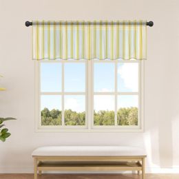 Curtain Yellow Stripes Gradient Short Tulle Kitchen Small Sheer Living Room Home Decor Voile Drapes