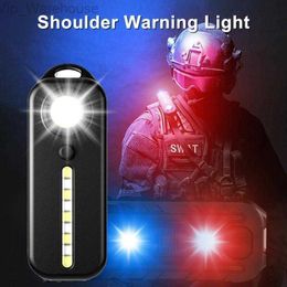 LED Red and Blue Warning Light USB Charging Bike Tail Light LED Waterproof Police Shoulder Clip Light Bag Lamp LANTERN HKD230831