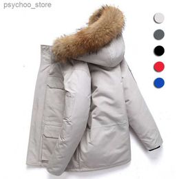 Men's Down Parkas Fur Collar White Duck Down Winter Jacket Men Windproof Hooded Thicken Multi-pocket Down Coat Male Keep Warm -30 Degree Parkas Q230831