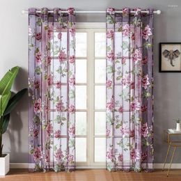 Curtain Floral Window Curtains High-end Polyester El Supplies Peony Voile Sheer Tulle Home Decoration Living Room