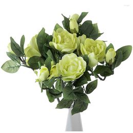 Decorative Flowers Artificial Gardenia Simulation Magnolia Fake DIY Wedding Decoration Home Bouquet Faux Branch