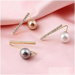 Pins Brooches Korean Pearls Brooch For Women Sweater Cardigan Big Needle Safety Pins Tightening Waistband Elegant Badges Jewellery Drop Dhfrj