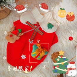 Dog Apparel Autumn And Winter Snow Elk Satchel Christmas Sweater Small Two Foot Pet Clothes