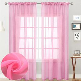 Curtain Screening Pink Sheer Curtains Tulle Mesh Shutter Yarn For Living Room Bedroom Decorative