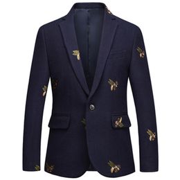 EXCELLENT QUALITY Baroque Designer Classic Men's Blazer Jacket Single Button Bee Embroidery Wool Blend Blazer Plus size M-6XL235k