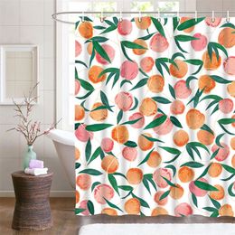 Shower Curtains Allover Fruits Shower Curtain Liner Peach Lemon Strawberry Orange Papaya Print Bath Curtain With Hooks Waterproof For Bathtub 230831