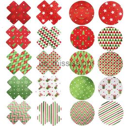 Breast Pad 10 Pairslot Women Christmas Green Red Stripe Nipple Cover Disposable Breast Pasties Invisible Bra Sexy Nipple Stickers x0831