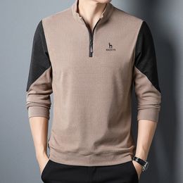 Mens Sweaters Fashion Men Zip Collar Polo Shirt Long Sleeve Autumn Loose Fit Shirts Casual Business Korean Style hazys Male 230830
