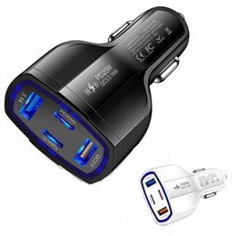 53W pd20W QC3.0 mobile phone car fast charger Multi-port multi-function fast 4 in 1 car cigarette lighter power adapter with box