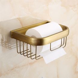 Antique Paper Holder Bathroom Accessories Vintage Brass Tissue Basket Wall Mounted Toilet Paper Holder Bathroom Shower Storage237g