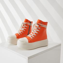 Simple Candy Color, orange, High Top Shoes Personalized Series Thick Laces Fashion Shoes Couple Board Shoes