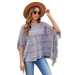 Women's Sweaters Casual Loose Women Sweater Female Pullover Tops Girl's Outerwear Shawl Capes Lady's Knitted Tassel Cloak Coats